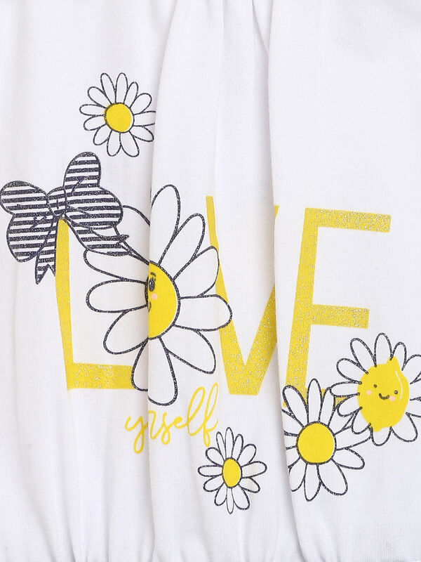 Girls White Knitted Short Dungaree image number 2